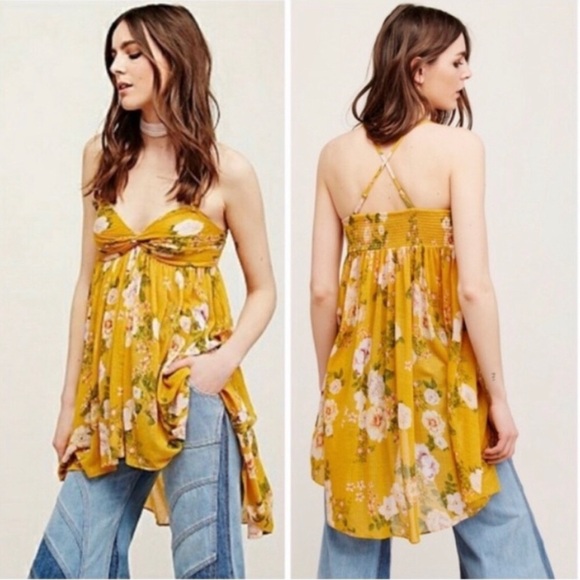 Free People Tops - FREE PEOPLE Mirage Floral Print Baby Doll Tunic Size Medium